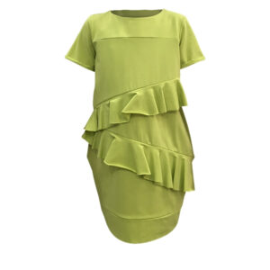 Dívčí šaty JANA POLAK-Frill girl limet 128-134 Zelená