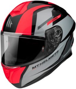 MT Helmets FF106 Pro Targo Pro Sound černo-šedo-fluo červená ntegrální přilba