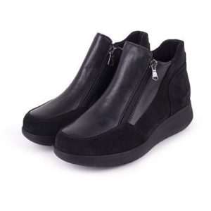 Vlnka Dámské kožené kotníkové boty na zip Marika - černá - EU 36
