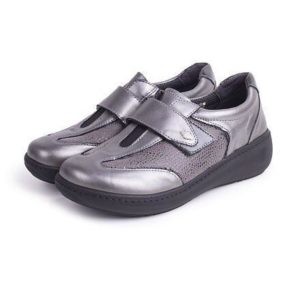 Vlnka Dámské kožené polobotky na suchý zip Dagmar šedá obuv dospělé POUZE EU 38 (VÝPRODEJ)