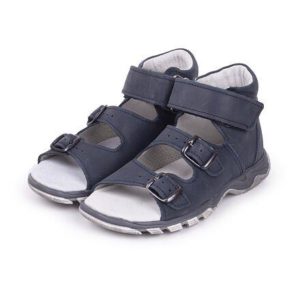 Vlnka Dětské kožené sandály Zaza - modrá - EU 27