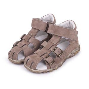 Vlnka Dětské kožené sandály Zuzu - hnědá - EU 19