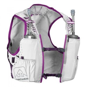 Nathan VaporHowe 2 - 4L - běžecký batoh s lahvemi (2x355ml) - L - White/purple/majesty