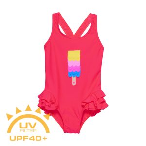 COLOR KIDS-BABY Swimsuit W. Application-5380-Diva Pink Oranžová 98