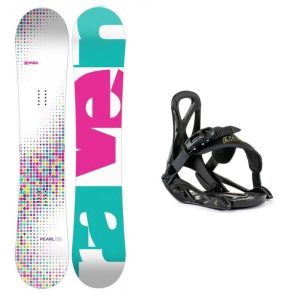 Raven Pearl white dětský snowboard + Beany Kido vázání - 110 cm + XXS (EU 25-32)