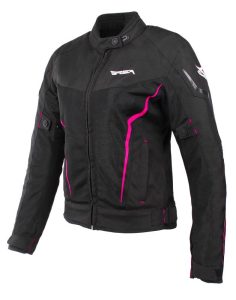 RSA Dámská bunda na motorku Bolt černo-bílo-růžová - XS