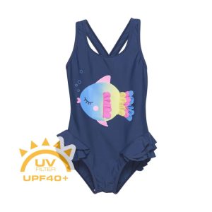 COLOR KIDS-BABY Swimsuit W. Application-7198-Dark Denim Modrá 98