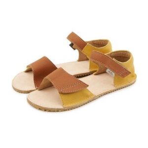 Vlnka Dětské barefoot kožené sandály Miri - hnědá - EU 25