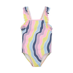 COLOR KIDS-Swimsuit W. Frills, AOP, lavender mist barevná 104